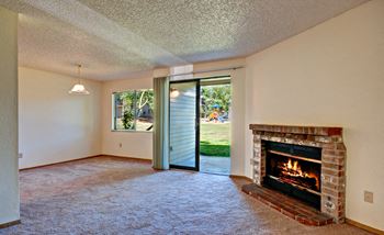 Fireplace & patio sliding door